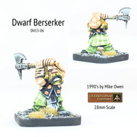 DH13-06 Dwarf berserker raising two handed Axe over his head