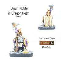 DH4-03 Dwarf noble in dragon helm with Poleaxe and cloak