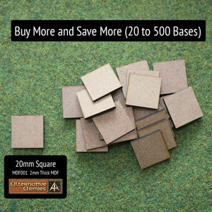 MDF001 20mm Square - Buy More and Save More (20 to 500 bases)