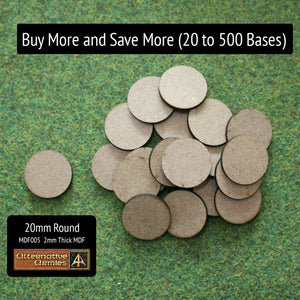 MDF005 20mm Round - Buy More and Save More (20 to 500 bases)